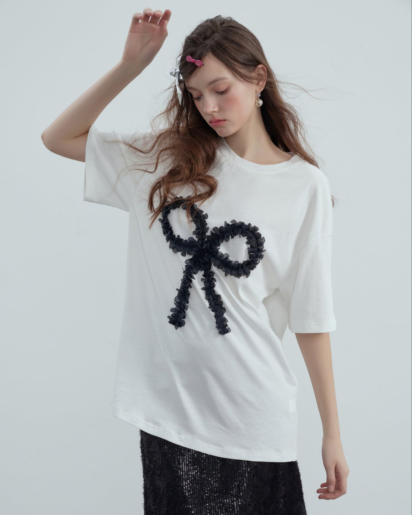 Party Bow Shirt - Midnight Black & Arctic White