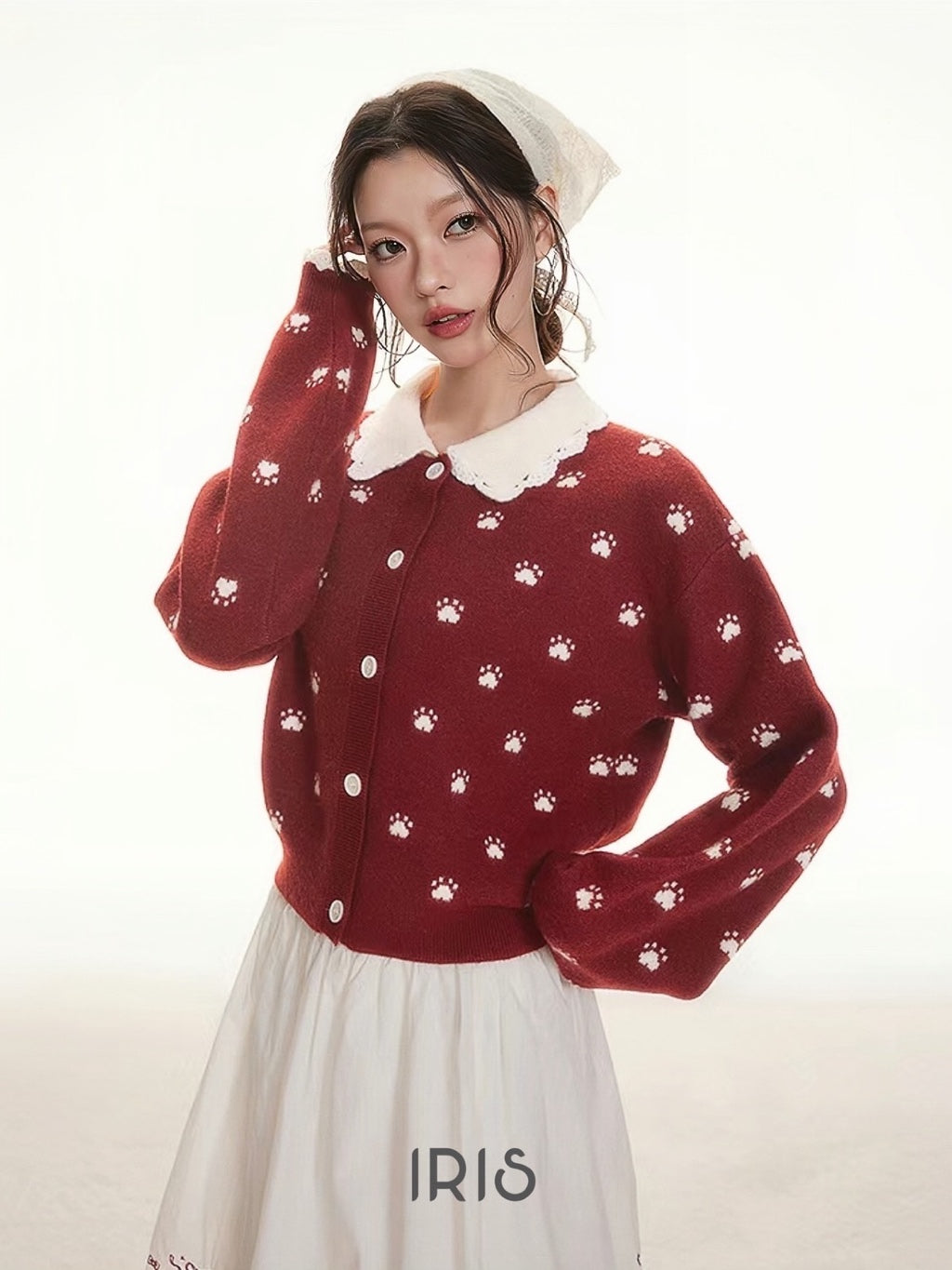Daisy Embroidered Knit Sweater – Cute Floral Pullover in Black & Red