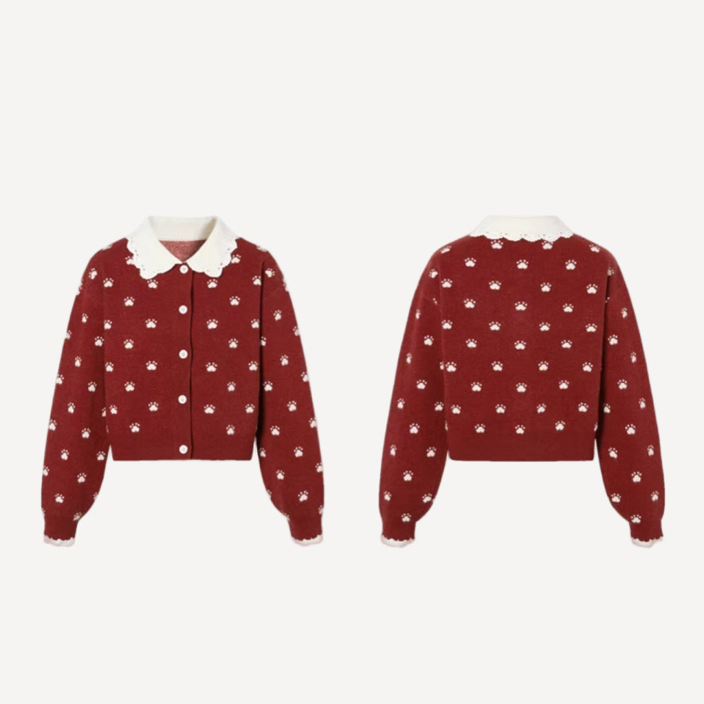 Daisy Embroidered Knit Sweater – Cute Floral Pullover in Black & Red