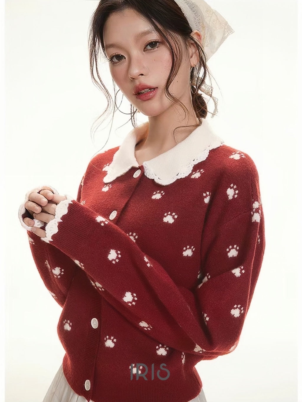 Daisy Embroidered Knit Sweater – Cute Floral Pullover in Black & Red