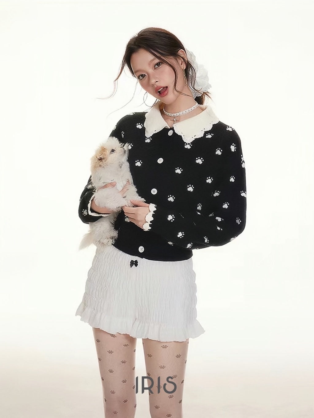 Daisy Embroidered Knit Sweater – Cute Floral Pullover in Black & Red