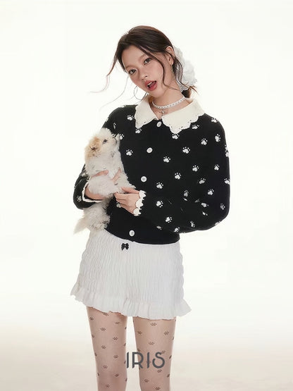 Daisy Embroidered Knit Sweater – Cute Floral Pullover in Black & Red