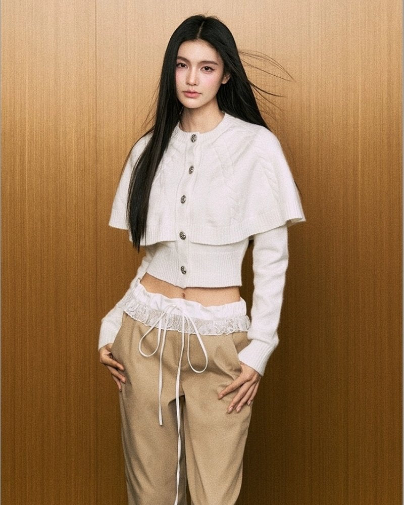 Artisan Layered Cape Cardigan - Alabaster White