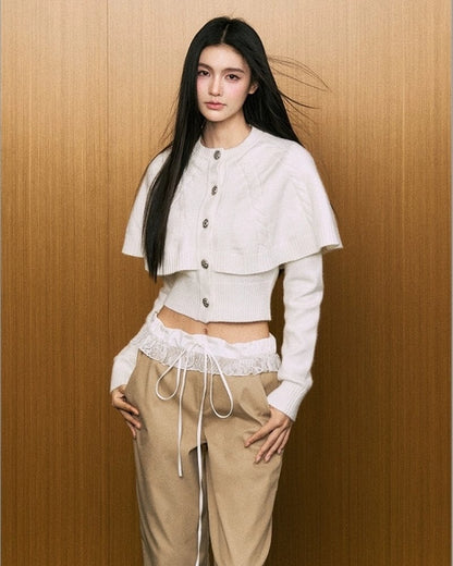 Artisan Layered Cape Cardigan - Alabaster White