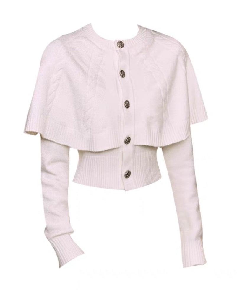 Artisan Layered Cape Cardigan - Alabaster White