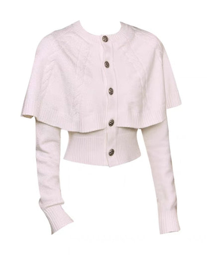 Artisan Layered Cape Cardigan - Alabaster White
