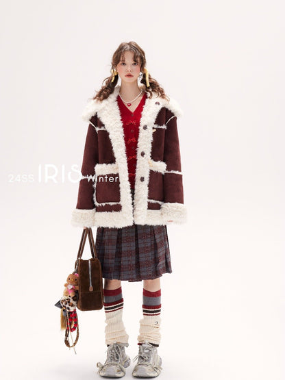 With It Double Wear Fur Coat - Mahogany & Cream
