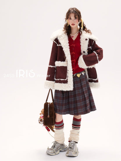 With It Double Wear Fur Coat - Mahogany & Cream