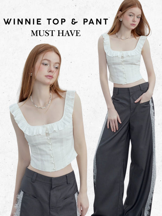 Ruffle Trim Cropped Sleeveless Top – White Fitted Summer Vest