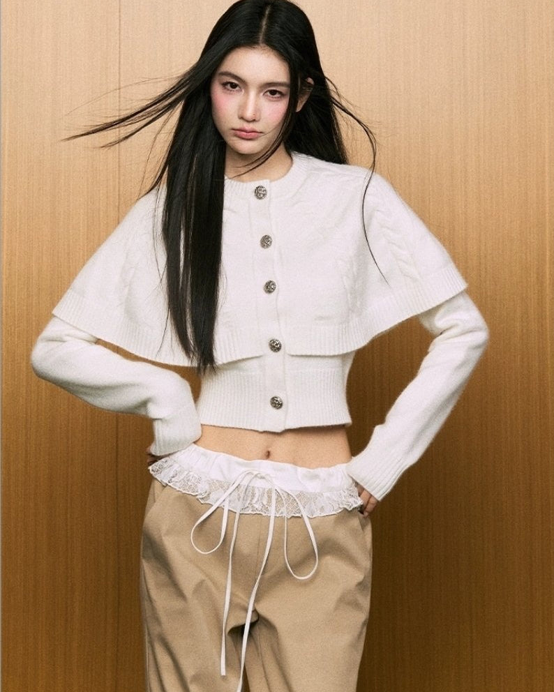 Artisan Layered Cape Cardigan - Alabaster White