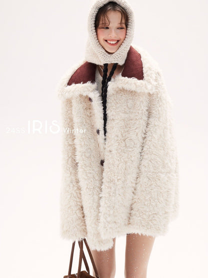 With It Double Wear Fur Coat - Mahogany & Cream
