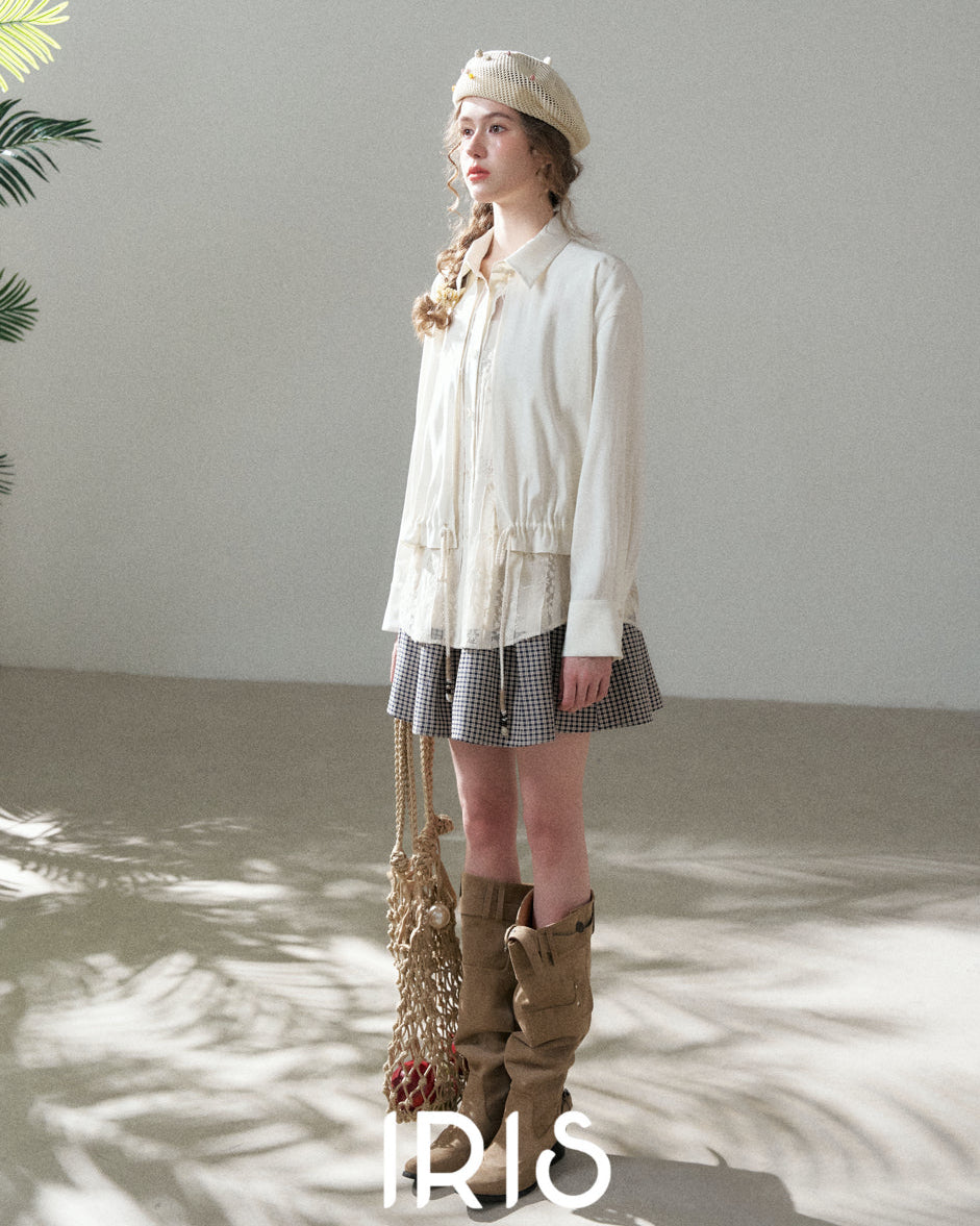 Drawstring Lace Panel Shirt