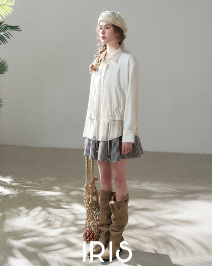 Drawstring Lace Panel Shirt