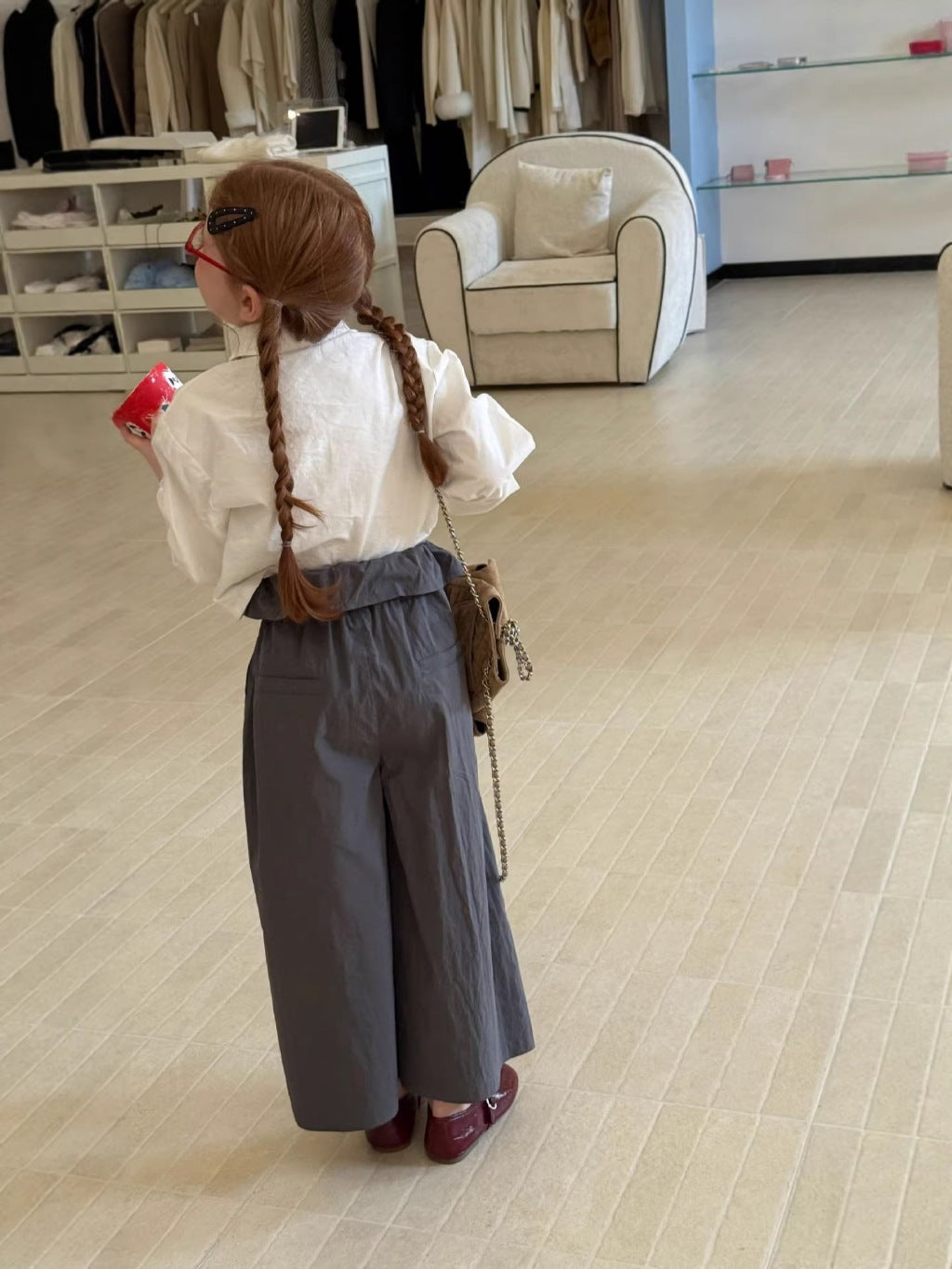 Julian Preppy Shirt & Wide-Leg Trouser Set - Crisp White & Charcoal