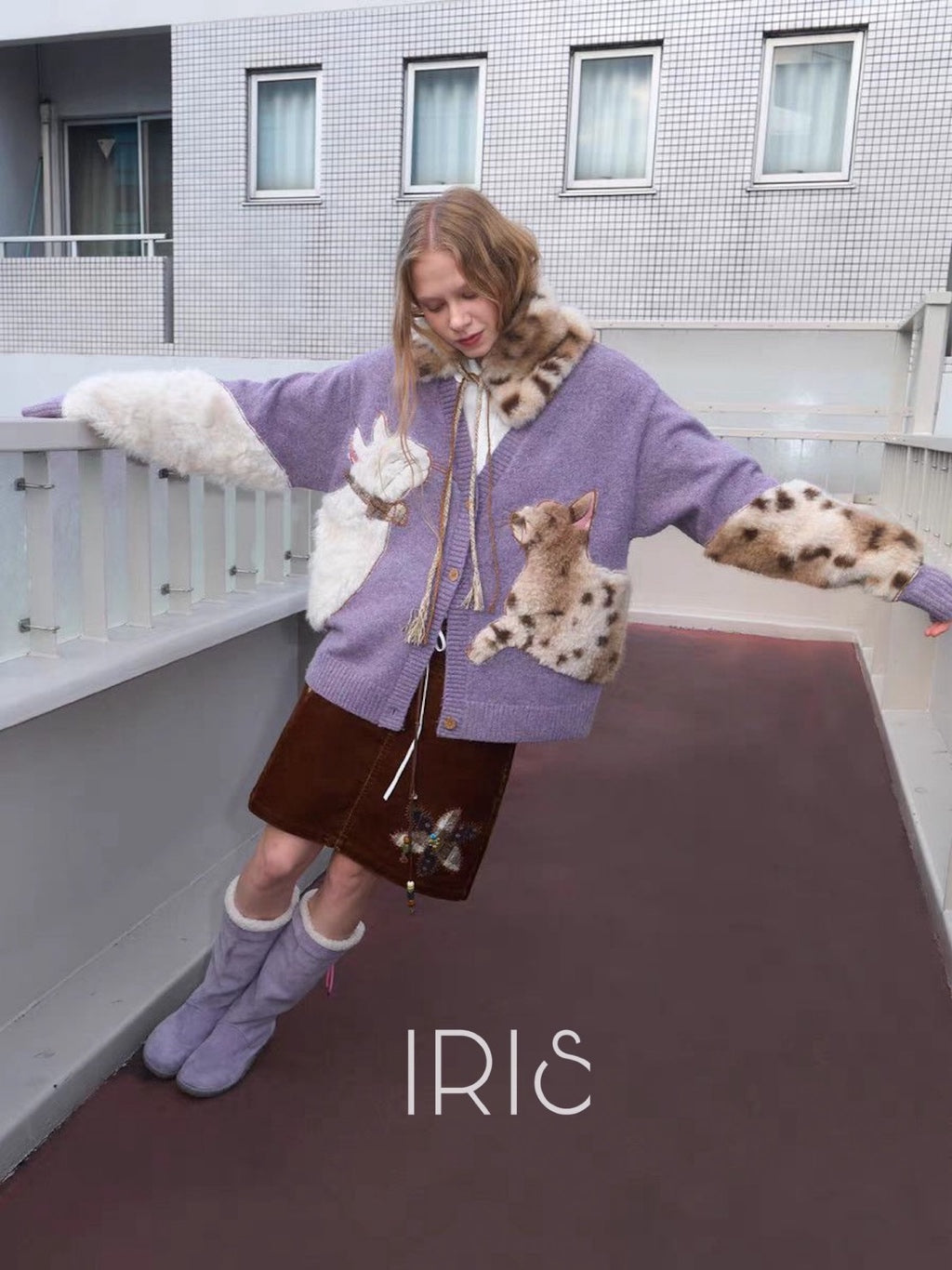 Furry Cat Knit Cardigan –Cozy Statement Sweater