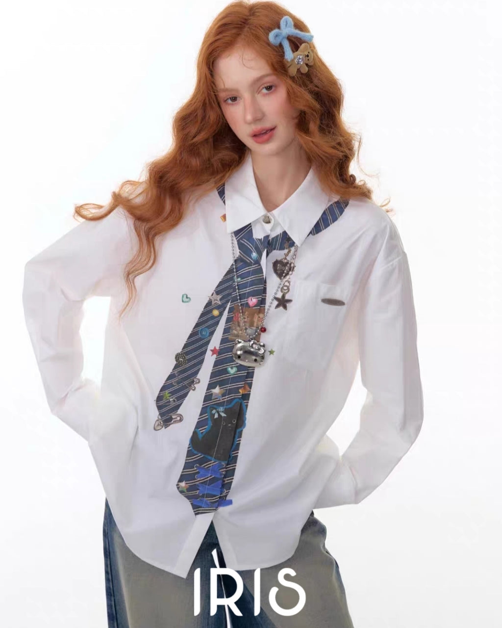 Cloudy Blue Playful Graphic Tie Shirt