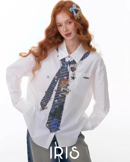 Cloudy Blue Playful Graphic Tie Shirt