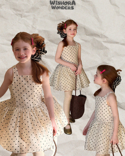 Elodie Polka Dot Party Dress - Cream & Noir
