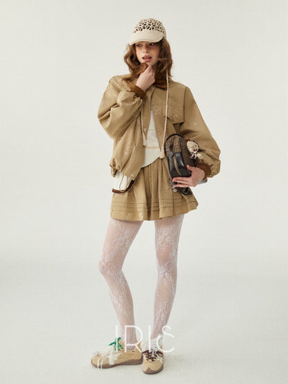 Wildflower Embroidered Pleated Skirt - Golden Sand