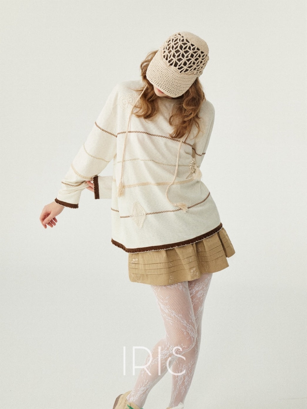 Cream Striped Knit Sweater – Soft Casual Oversized Pullover