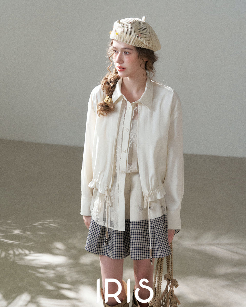Drawstring Lace Panel Shirt
