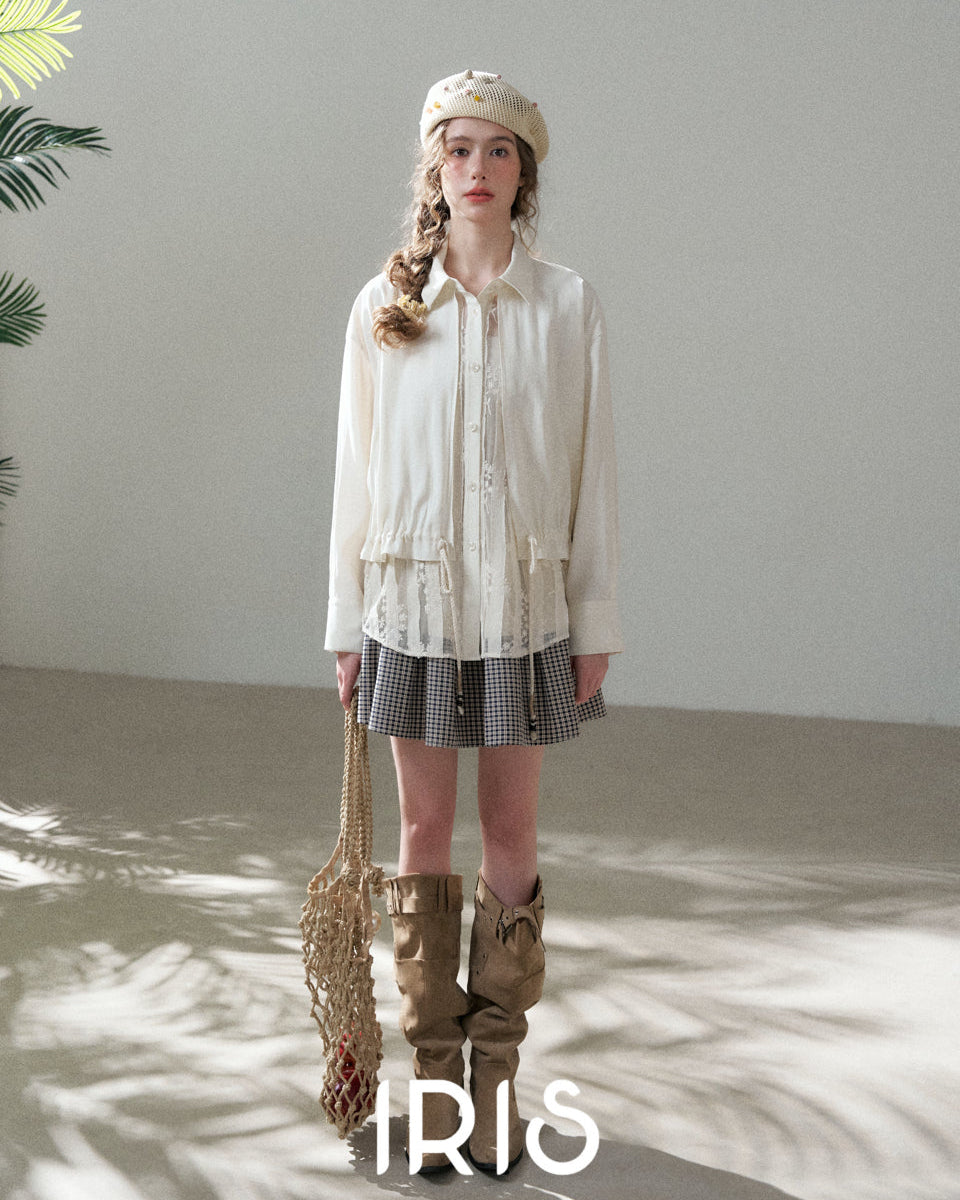 Drawstring Lace Panel Shirt