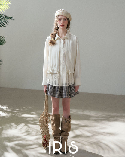 Drawstring Lace Panel Shirt