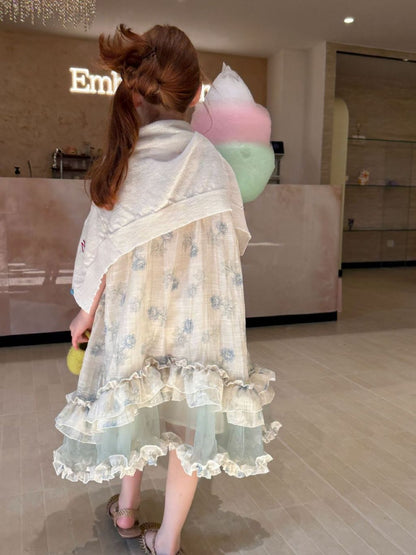 Vintage Rose Meadow Tulle Dress - Antique Cream