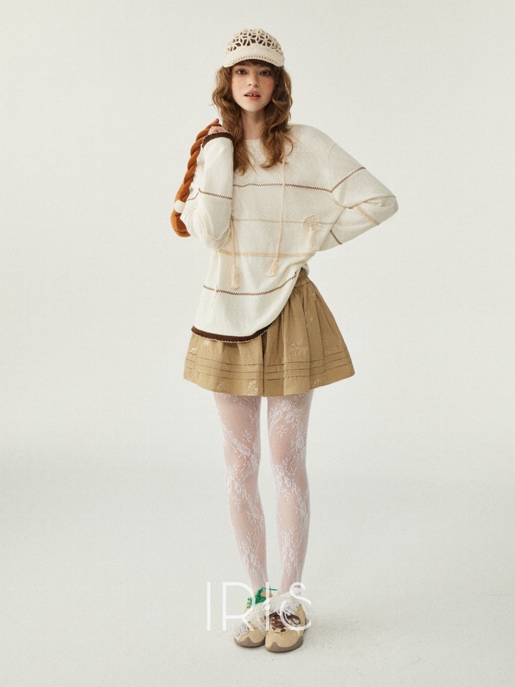 Cream Striped Knit Sweater – Soft Casual Oversized Pullover