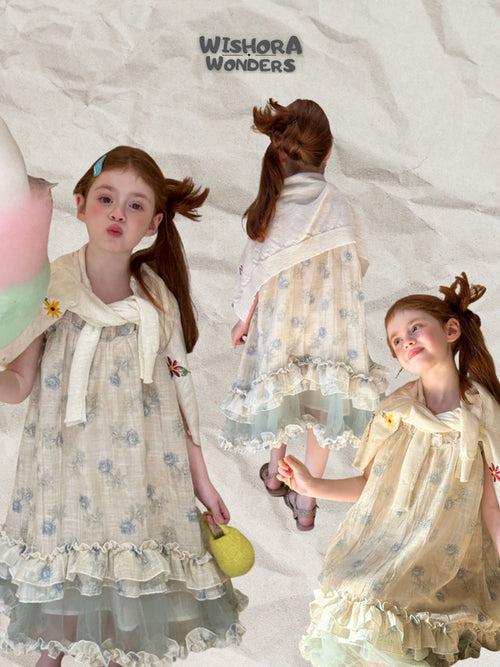 Vintage Rose Meadow Tulle Dress - Antique Cream
