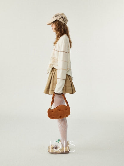 Cream Striped Knit Sweater – Soft Casual Oversized Pullover