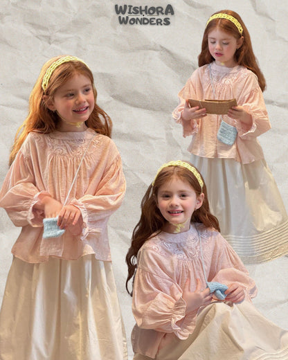 Clara Victorian Embroidered Two-Piece Set - Blush & Cream