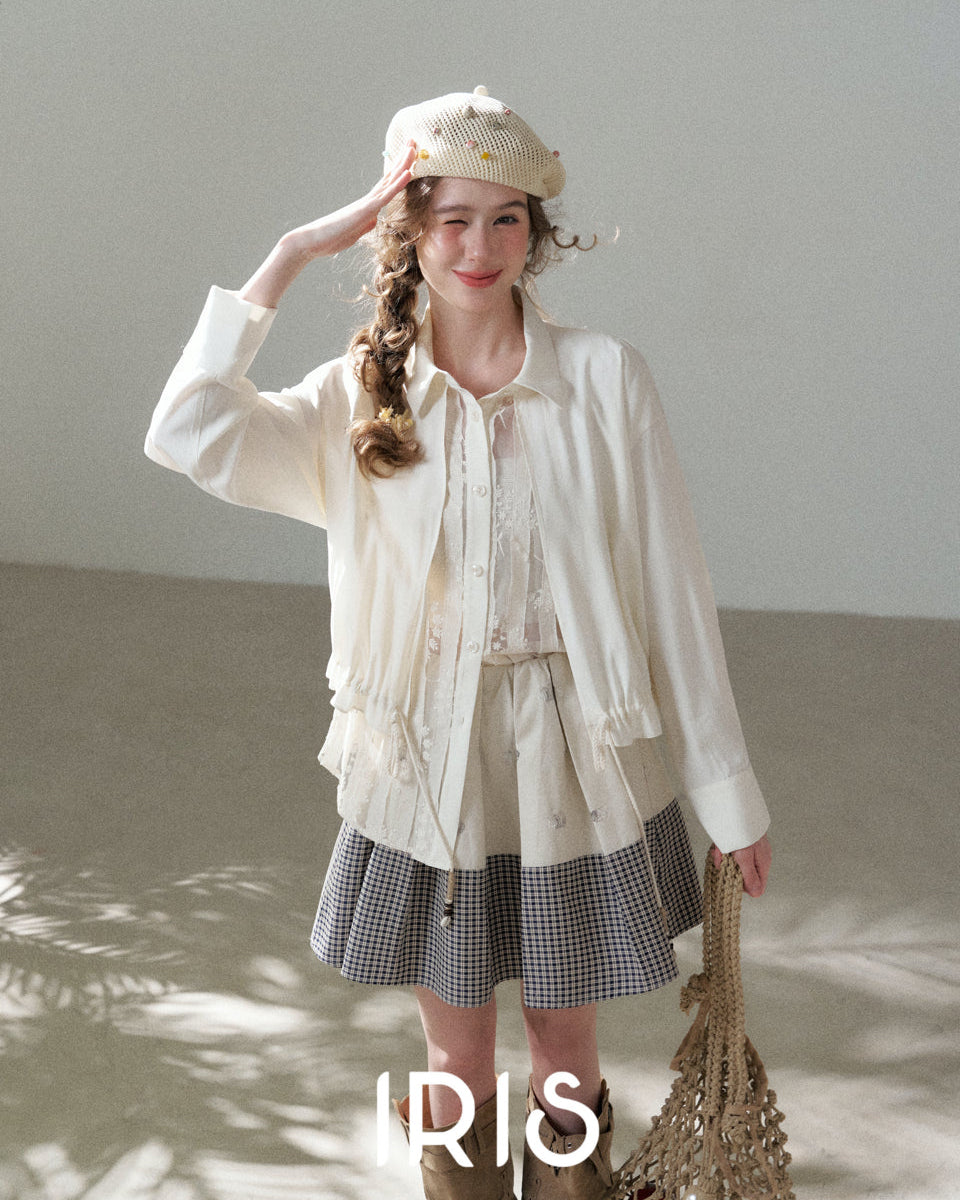 Drawstring Lace Panel Shirt