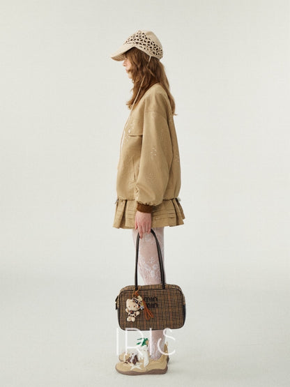 Wildflower Embroidered Pleated Skirt - Golden Sand