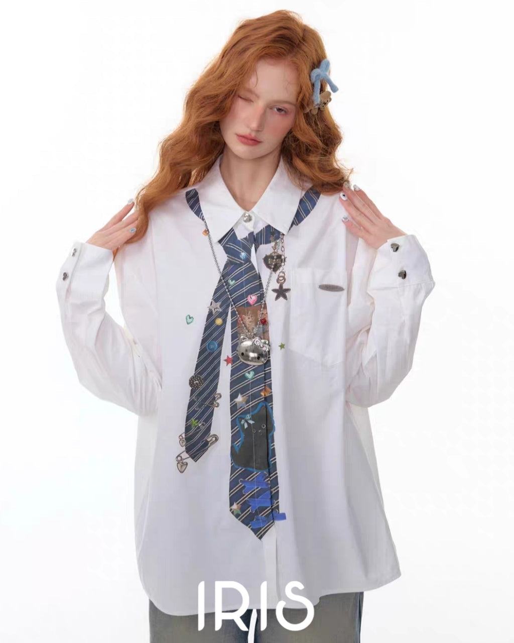 Cloudy Blue Playful Graphic Tie Shirt