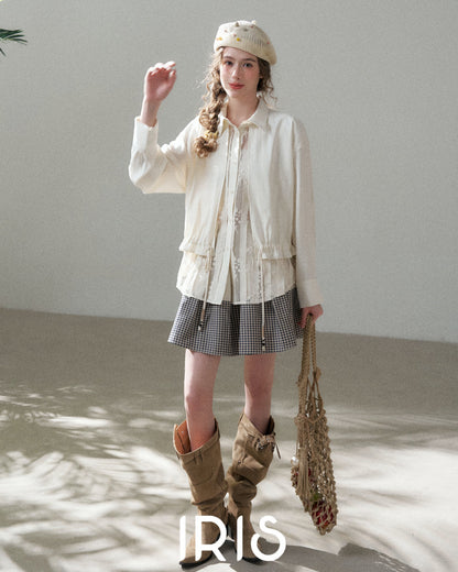 Drawstring Lace Panel Shirt