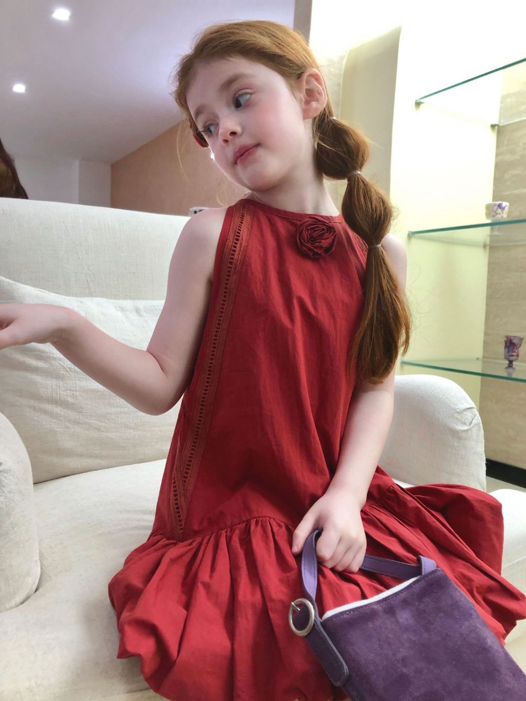 Camellia Dream Halter Dress - Deep Berry & Powder Blue