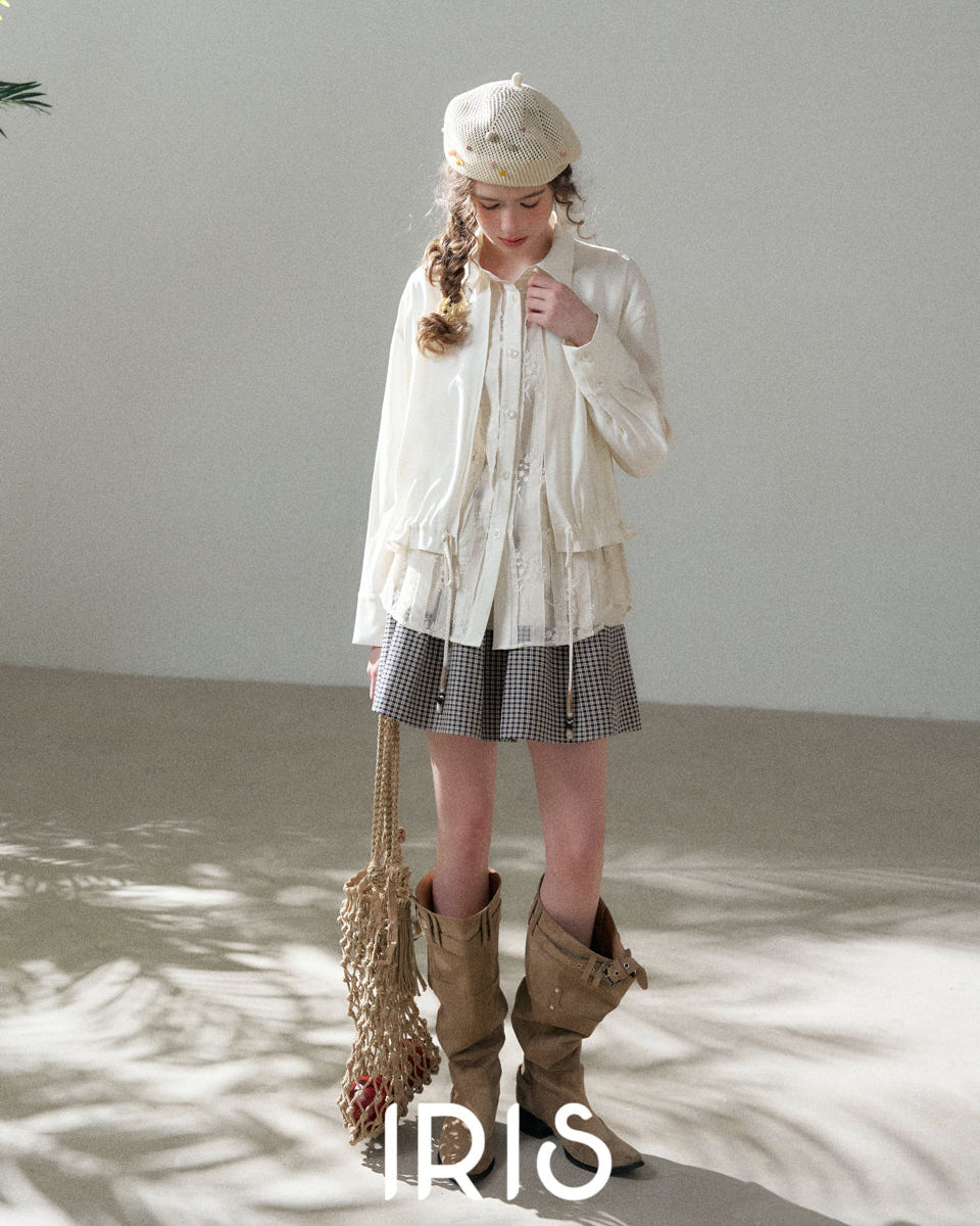 Drawstring Lace Panel Shirt