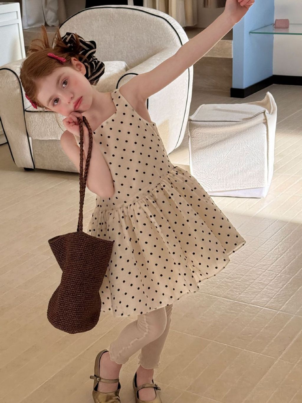 Elodie Polka Dot Party Dress - Cream & Noir