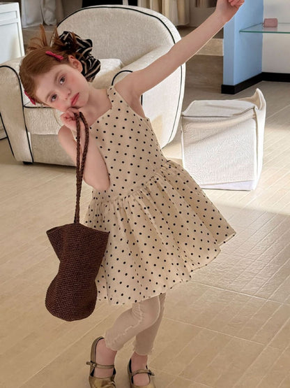 Elodie Polka Dot Party Dress - Cream & Noir