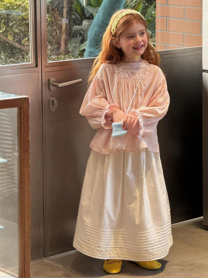 Clara Victorian Embroidered Two-Piece Set - Blush & Cream
