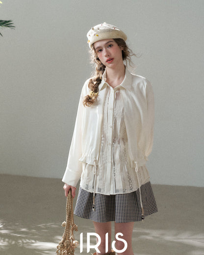 Drawstring Lace Panel Shirt